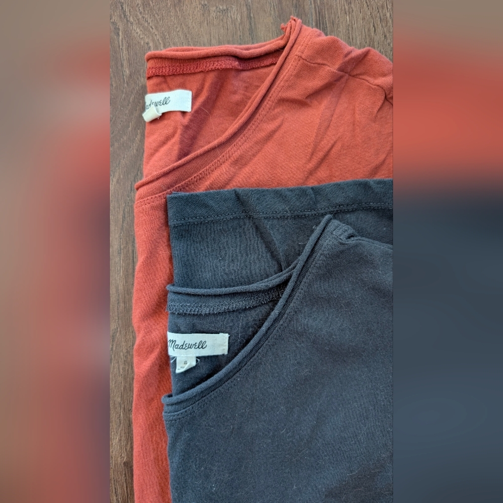 Two Madewell Women's Shirts - Charcoal Grey And Orange